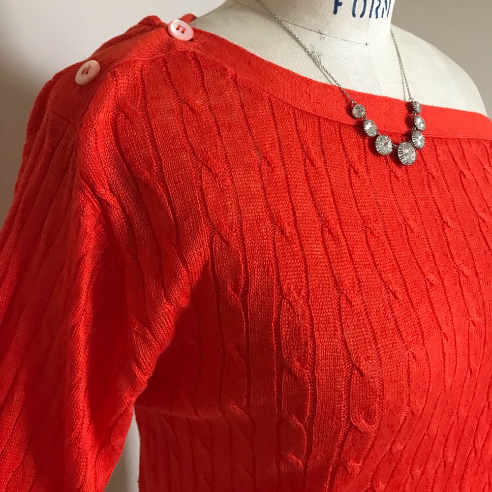 J. Crew orange knit sweater, size XL.